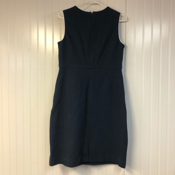 Lands End Navy Sleeveless Dress Size 10 Nautical Fitted Texture Pockets - Picture 5 of 5